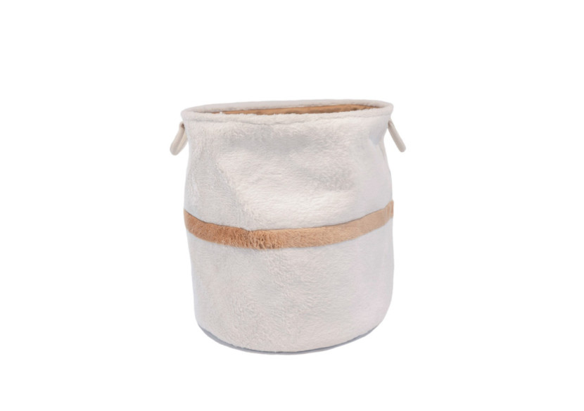 Panier Boaz - Crème et blanc en fausse fourrure avec détails en toile - 46000416 - KidsDepot Panier Boaz - Crème et blanc en fausse fourrure avec détails en toile - 46000416 - KidsDepot