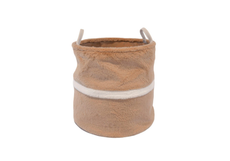 Panier Boaz - Brun en fausse fourrure avec détails en toile - 46000415 - KidsDepot