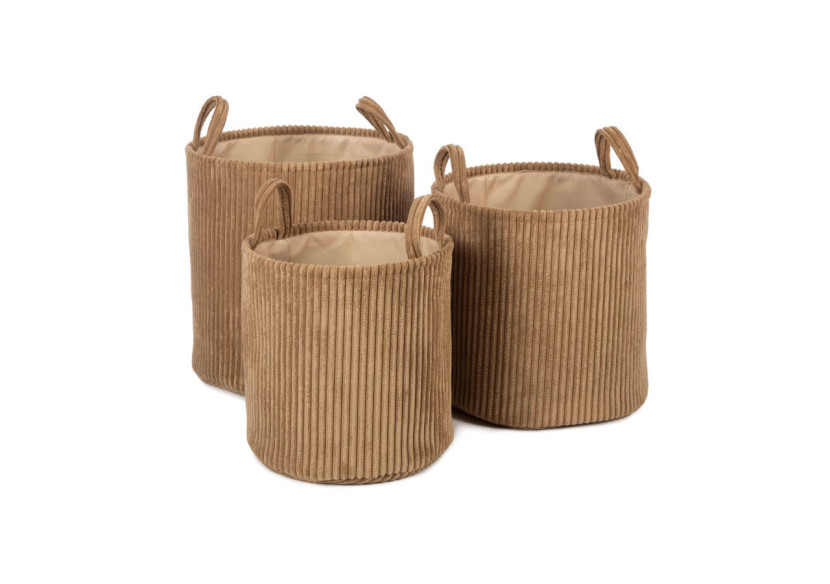 Set de 3 paniers Ebby - Sand en tissu côtelé tendance - 46000411 - KidsDepot Set de 3 paniers Ebby - Sand en tissu côtelé tendance - 46000411 - KidsDepot