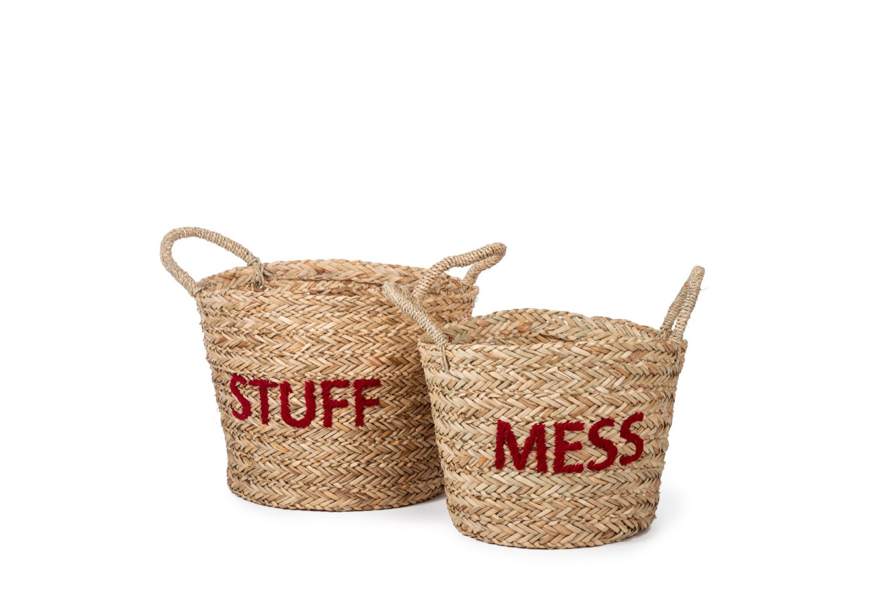 Set de 2 paniers Messy & Stuff - Rouge corail pour un rangement stylé - 46000336 - KidsDepot