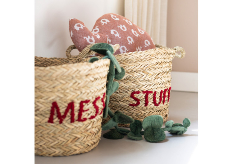 Set de 2 paniers Messy & Stuff - Rouge corail pour un rangement stylé - 46000336 - KidsDepot 2