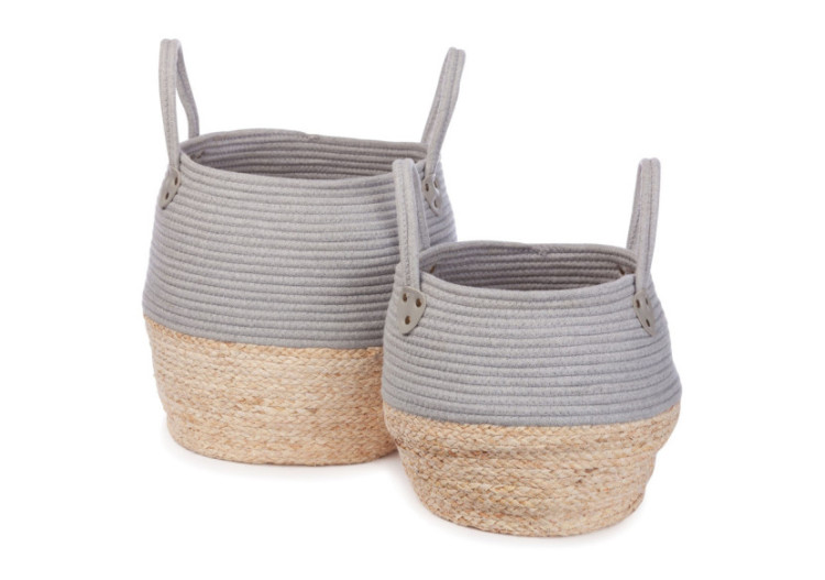 Set de 2 paniers Kori - Grijs/Naturel, style moderne - 46000318 - KidsDepot