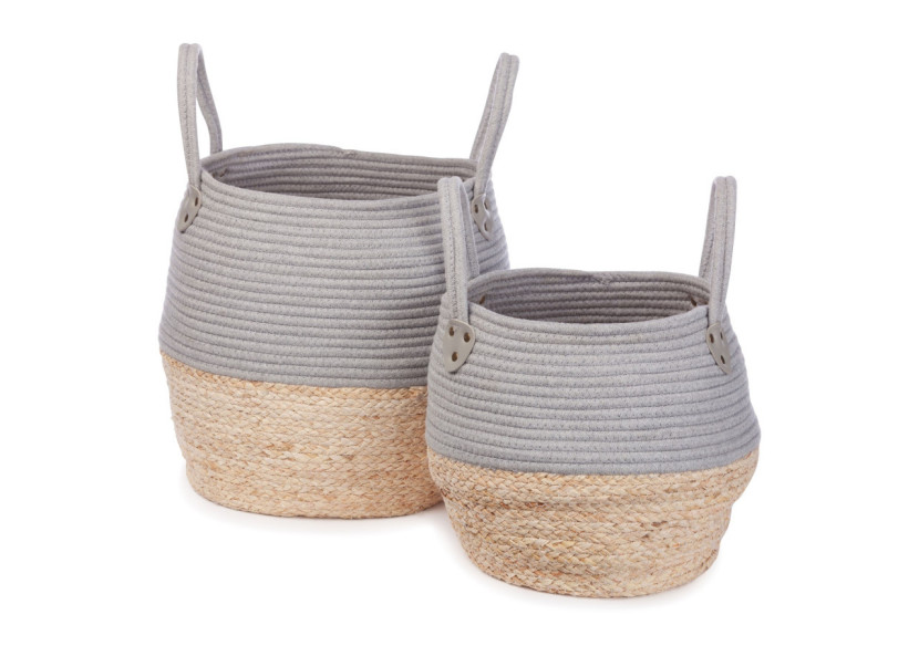 Set de 2 paniers Kori - Grijs/Naturel, style moderne - 46000318 - KidsDepot