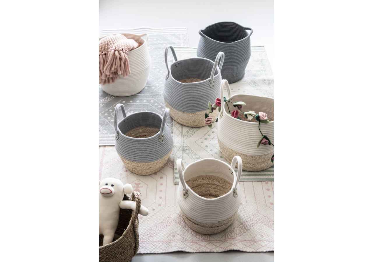 Set de 2 paniers Kori - Grijs/Naturel, style moderne - 46000318 - KidsDepot