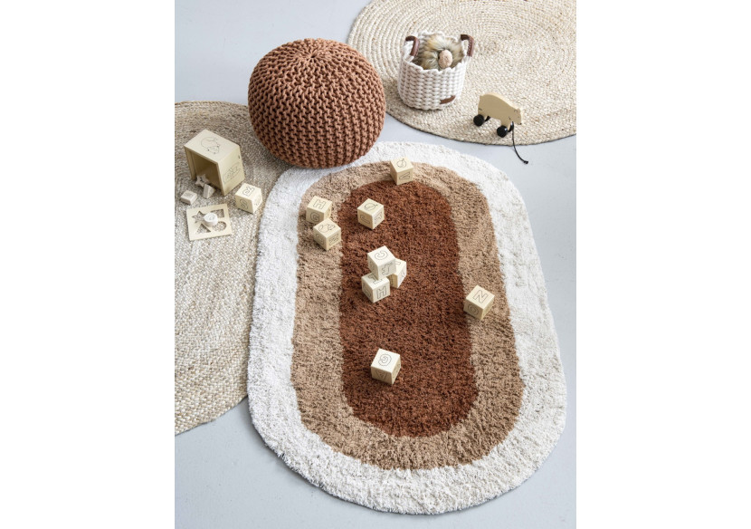 Tapis OTIS - Ovale 80x125 cm, en coton gris - 20030425 - KidsDepot