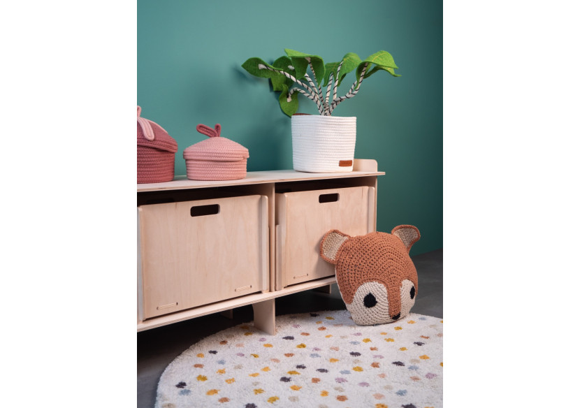 Tapis CATO - Rond 110 cm, en coton blanc à pois colorés - 20030417 - KidsDepot Tapis CATO - Rond 110 cm, en coton blanc à pois colorés - 20030417 - KidsDepot