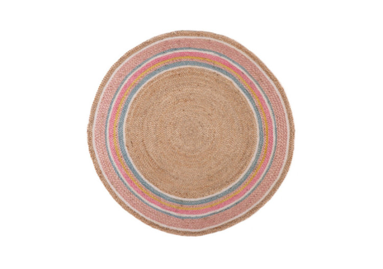 Tapis Smile - Rond 120 cm, multicolore en jute - 20030415 - KidsDepot