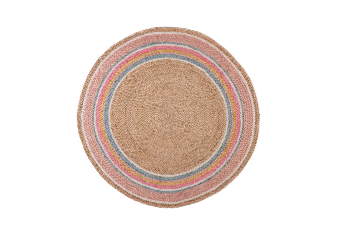 Tapis Smile - Rond 120 cm, multicolore en jute - 20030415 - KidsDepot