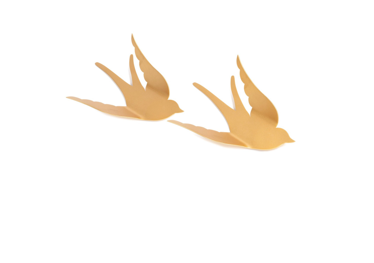 Set de 2 oiseaux muraux en métal doré - Élégance aérienne - 20010772 - KidsDepot