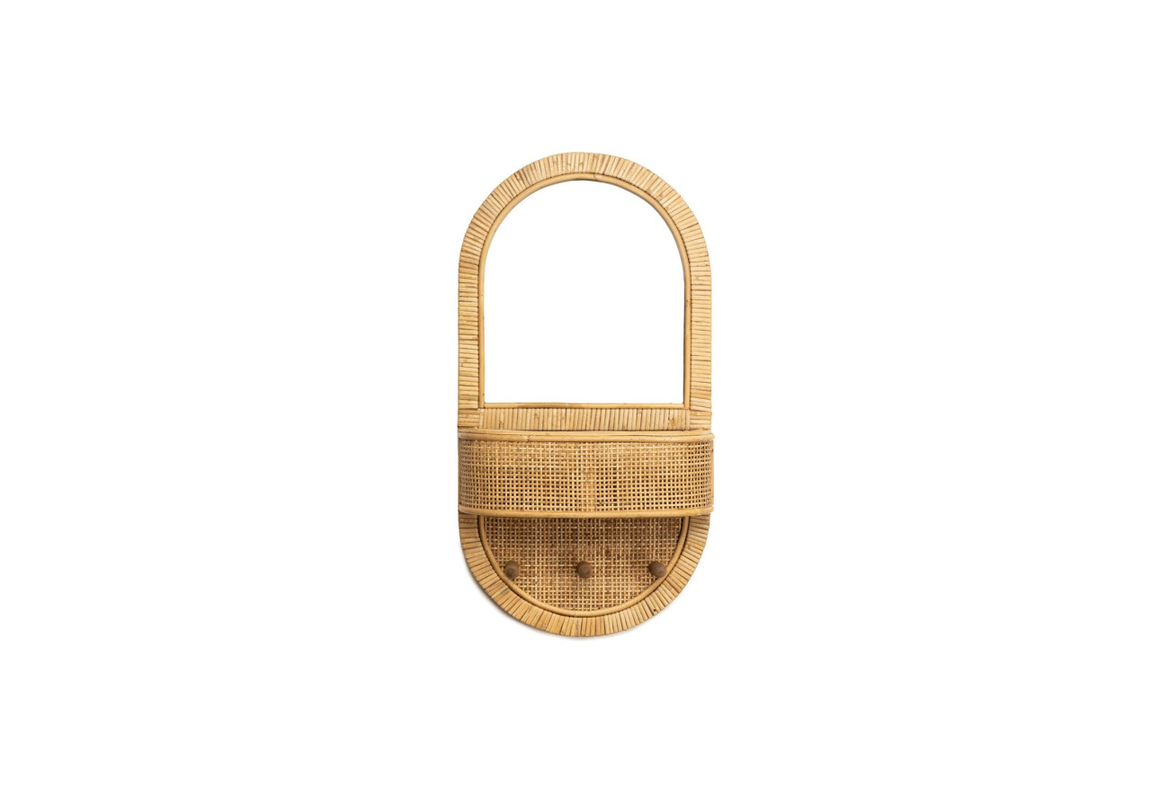 Étagère murale en rotin avec miroir - Mees, multifonctionnelle - 20010687 - KidsDepot