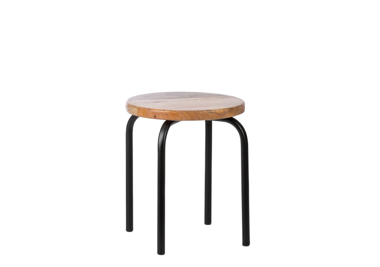 Tabouret Circle - Noir, Set de 2, en Bois de Mangue - 20010333 - KidsDepot