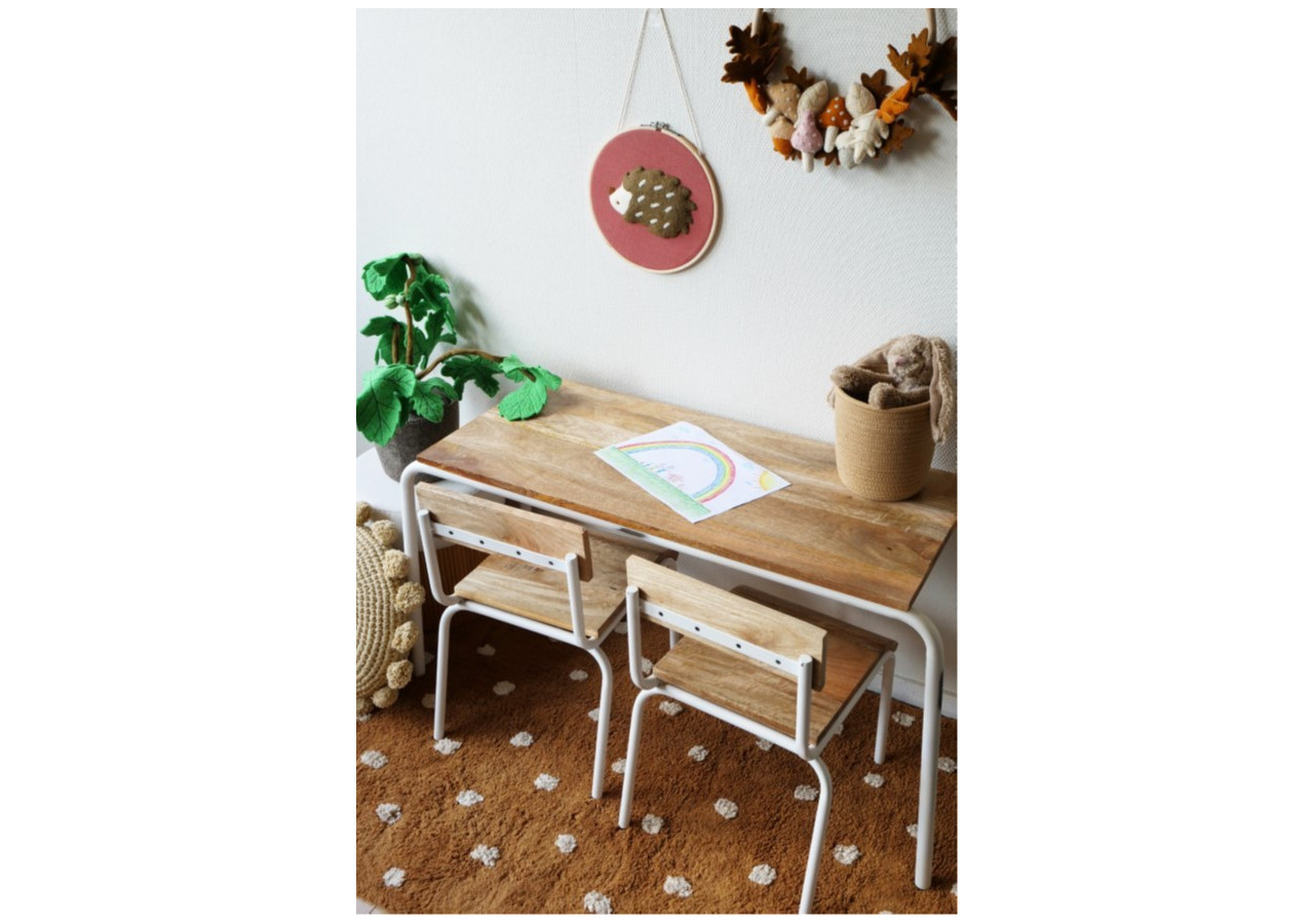 Table Originale Hêtre-Métal - Design robuste avec plateau en bois de mangue - 20010315 - KidsDepot