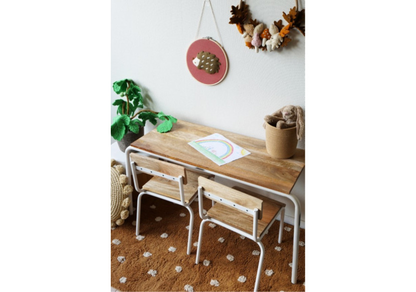 Table Originale Hêtre-Métal - Design robuste avec plateau en bois de mangue - 20010315 - KidsDepot Table Originale Hêtre-Métal - Design robuste avec plateau en bois de mangue - 20010315 - KidsDepot