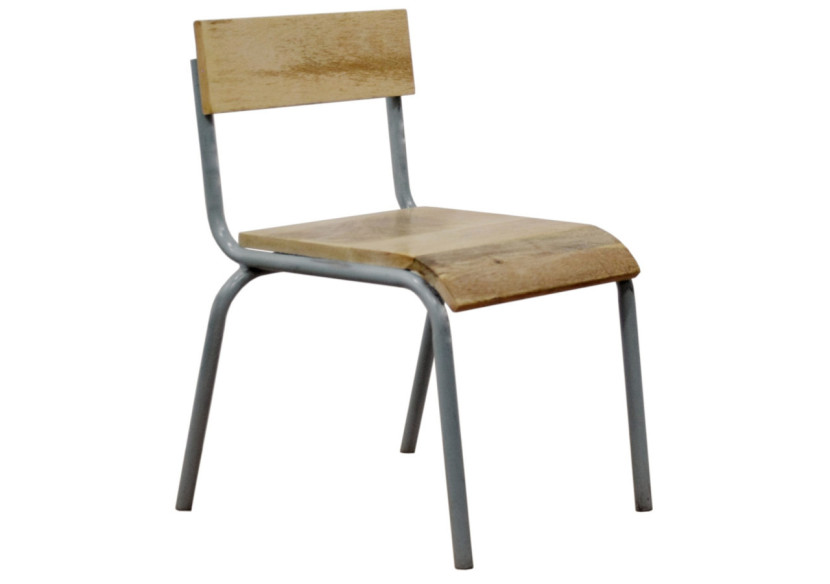 Chaises Originales Hêtre-Métal Grises - Set de 2 au style rétro - 20010309 - KidsDepot