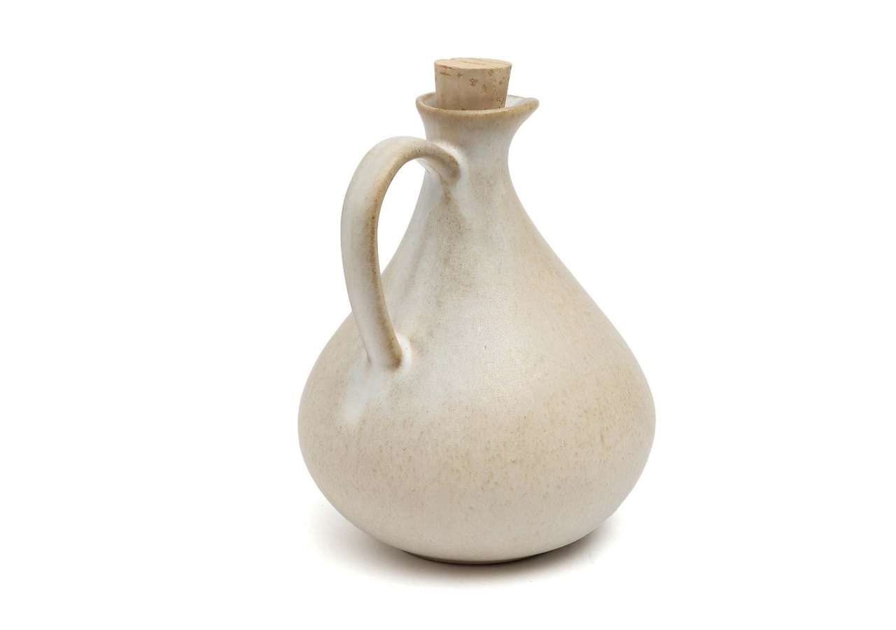 Bouteille d'Huile d'Olive N������80 - Élégante en blanc - POCE080W - Bazar Bizar