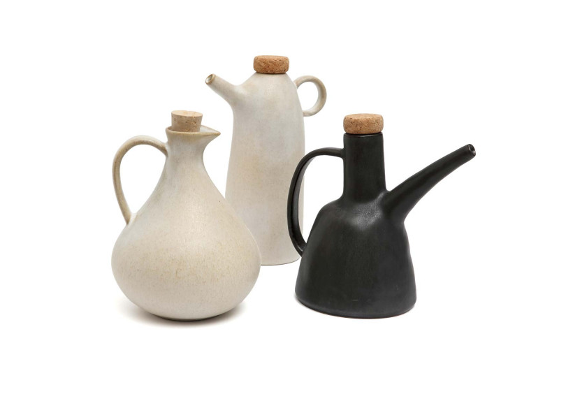 Bouteille d'Huile d'Olive N������80 - Élégante en blanc - POCE080W - Bazar Bizar