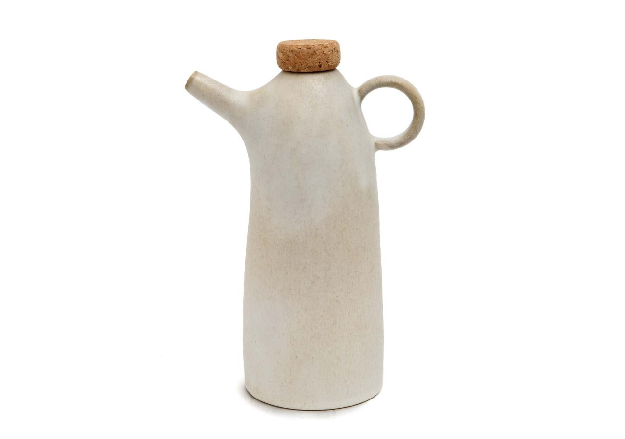 Bouteille à huile d'olive N������78 - Céramique blanche - Élégance et praticité - POCE078W - Bazar Bizar