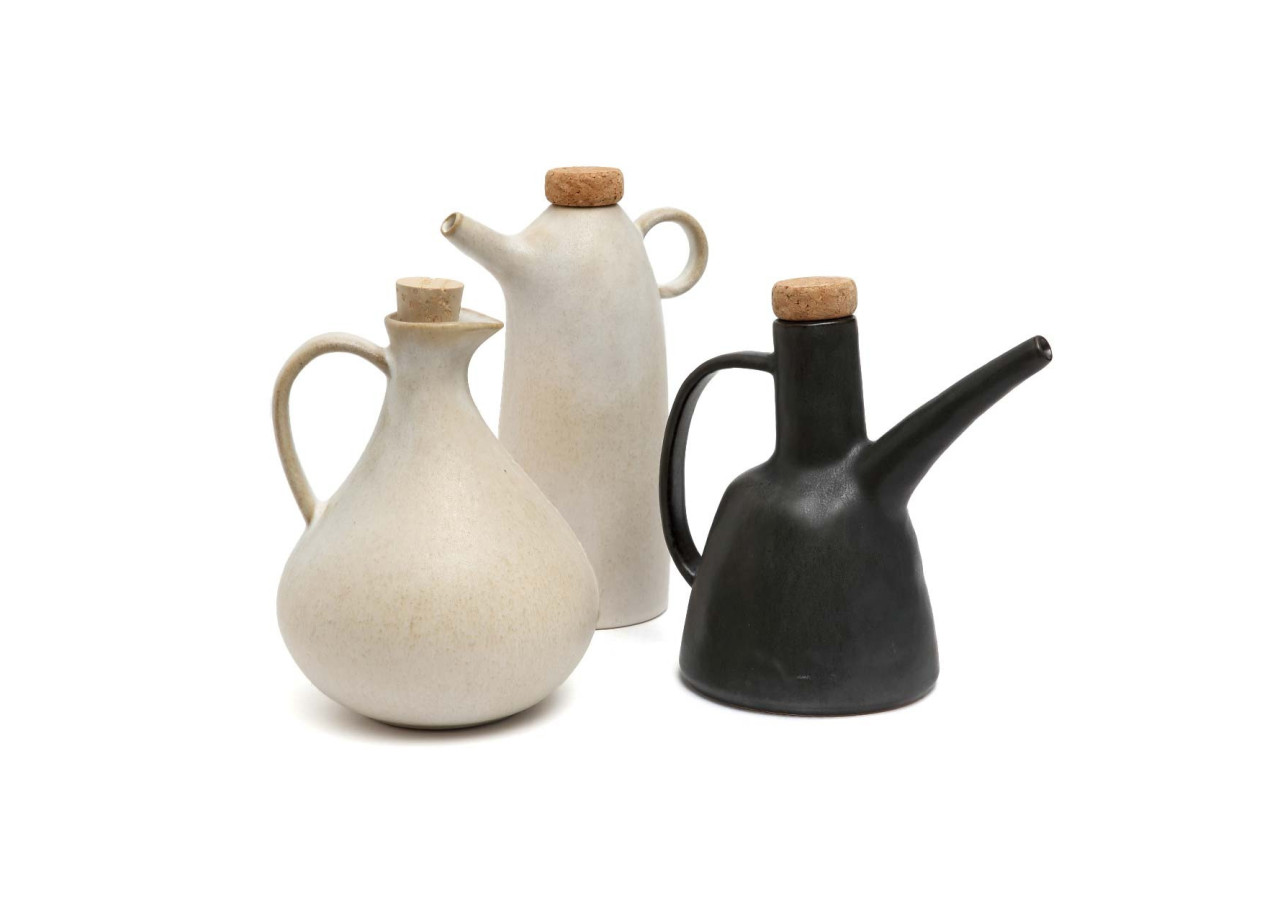 Bouteille à huile d'olive N������78 - Céramique blanche - Élégance et praticité - POCE078W - Bazar Bizar