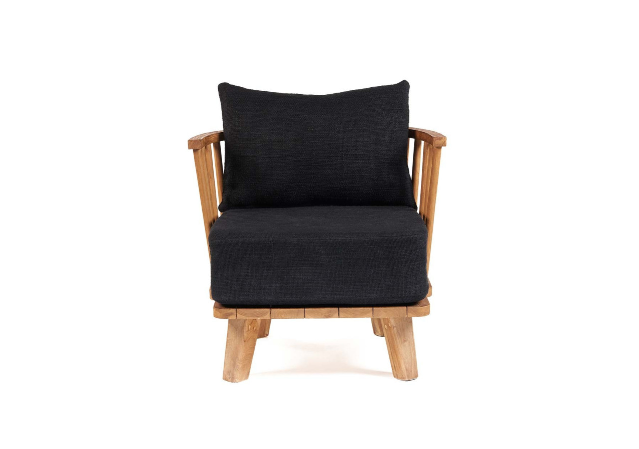 Fauteuil Malawi - Noir Naturel en Teck Recyclé - JASE001NBlack - Bazar Bizar