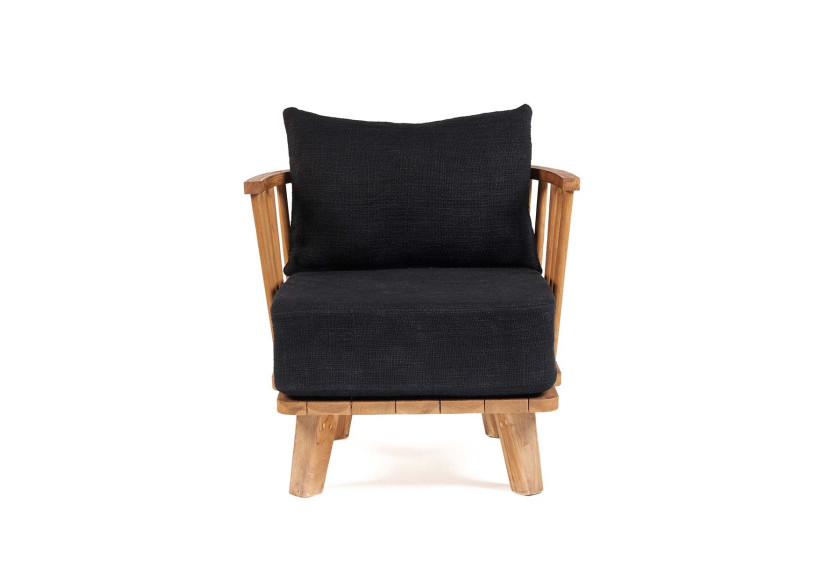 Fauteuil Malawi - Noir Naturel en Teck Recyclé - JASE001NBlack - Bazar Bizar