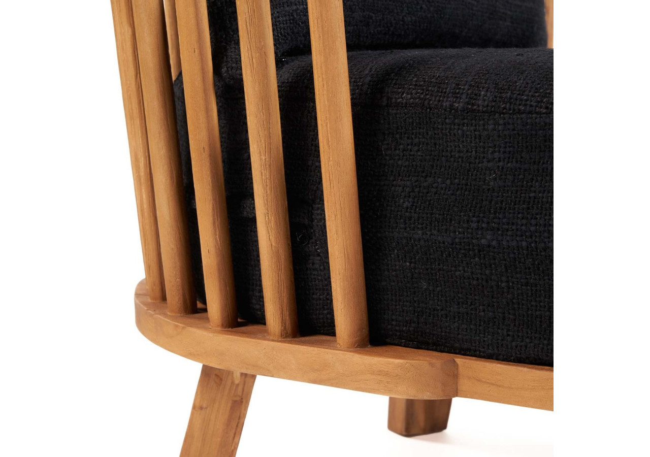 Fauteuil Malawi - Noir Naturel en Teck Recyclé - JASE001NBlack - Bazar Bizar