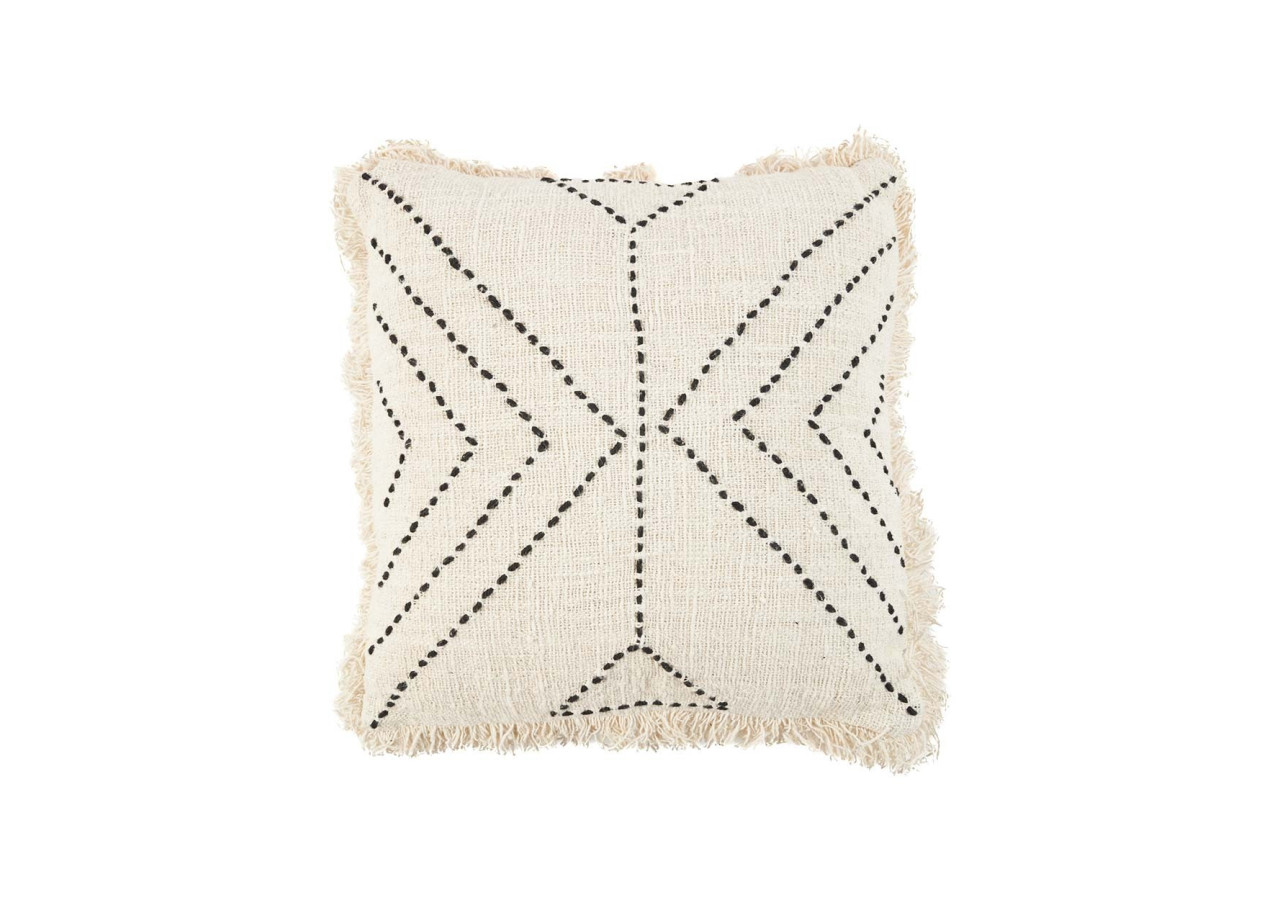 Housse de Coussin Tribal - Motif Culturel en Noir et Naturel - BARI001NB-50x50 - Bazar Bizar