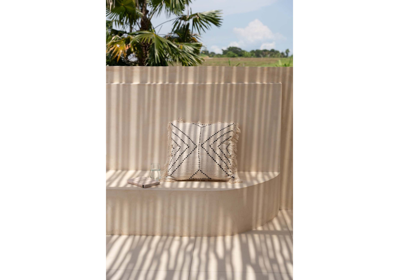 Housse de Coussin Tribal - Motif Culturel en Noir et Naturel - BARI001NB-50x50 - Bazar Bizar