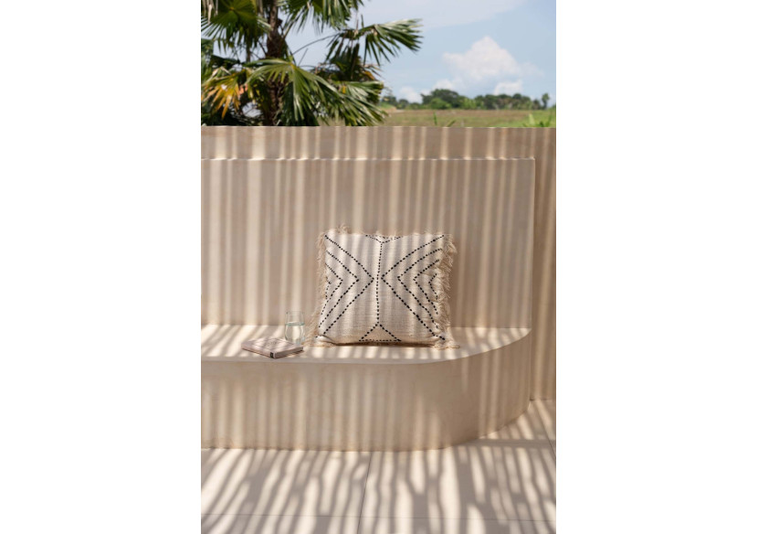 Housse de Coussin Tribal - Motif Culturel en Noir et Naturel - BARI001NB-50x50 - Bazar Bizar