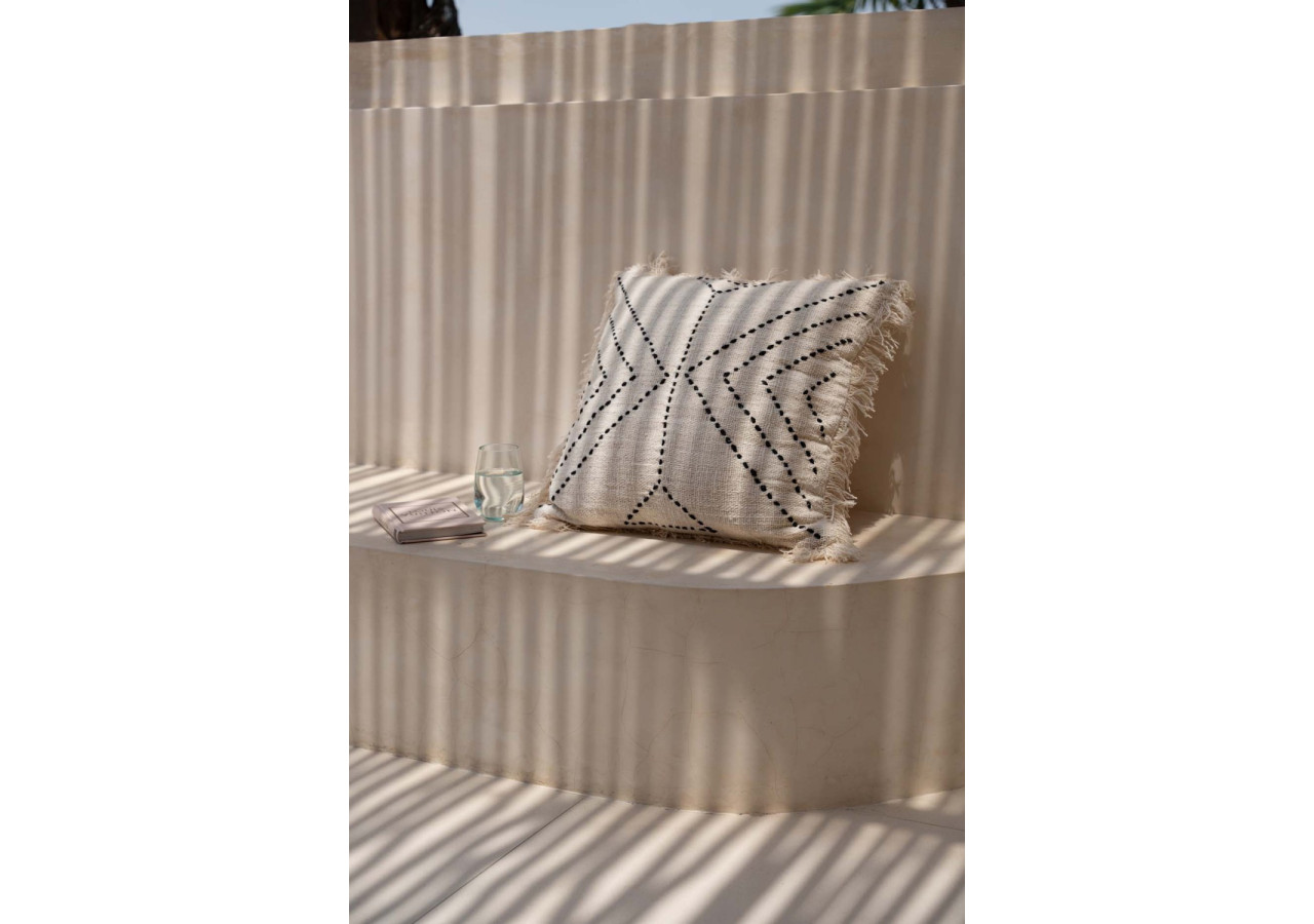 Housse de Coussin Tribal - Motif Culturel en Noir et Naturel - BARI001NB-50x50 - Bazar Bizar