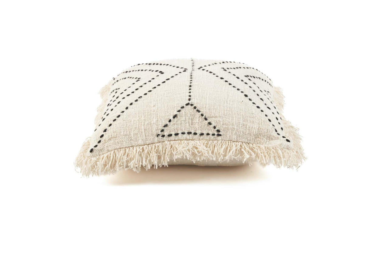 Housse de Coussin Tribal - Motif Culturel en Noir et Naturel - BARI001NB-50x50 - Bazar Bizar