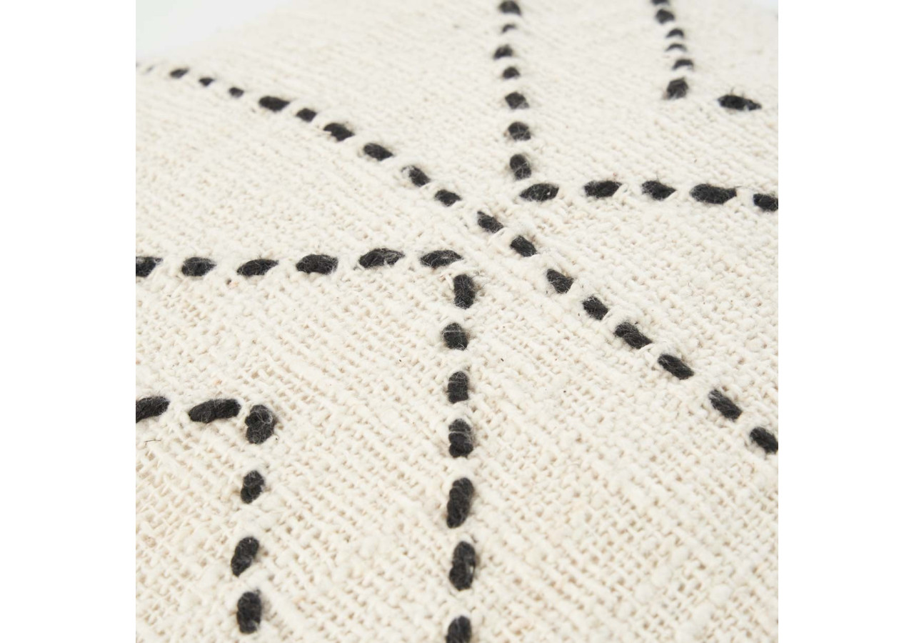 Housse de Coussin Tribal - Motif Culturel en Noir et Naturel - BARI001NB-50x50 - Bazar Bizar