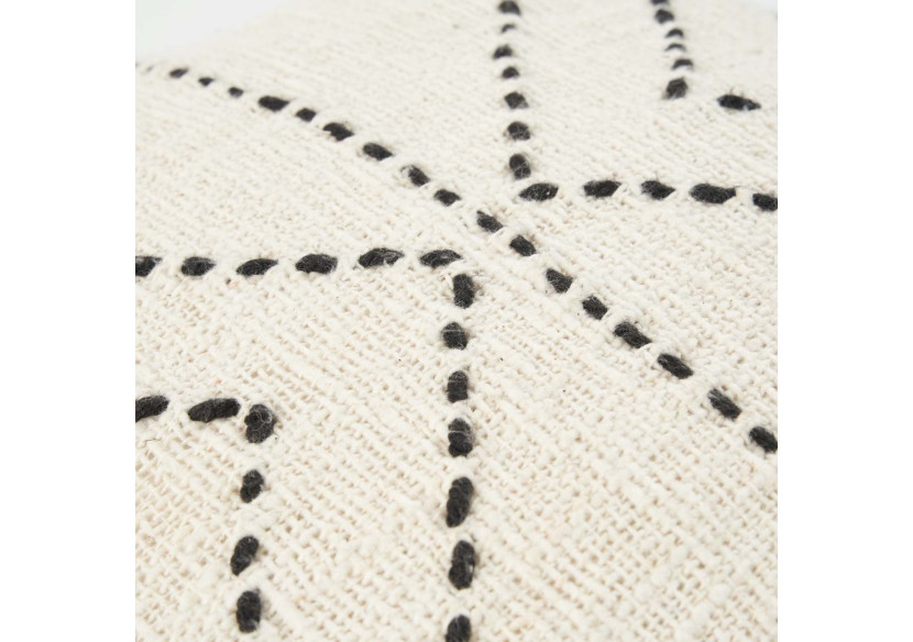 Housse de Coussin Tribal - Motif Culturel en Noir et Naturel - BARI001NB-50x50 - Bazar Bizar