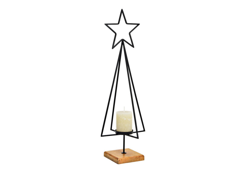 Bougeoir Sapin sur Socle en Bois de Mangue - 20x64x20cm - 10040330 - WURM