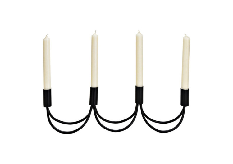 Centre de Table Advent - Support à Bougies en Métal Noir 44x12x9cm - 10032930 - WURM
