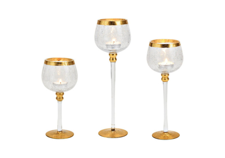 Set de Lanternes Transparente en Verre - Or, 3 pièces 20/25/30cm - 10032927 - WURM