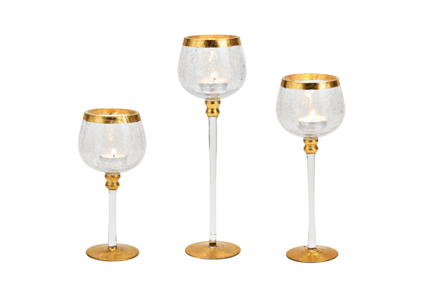 Set de Lanternes Transparente en Verre - Or, 3 pièces 20/25/30cm - 10032927 - WURM Set de Lanternes Transparente en Verre - Or, 3 pièces 20/25/30cm - 10032927 - WURM