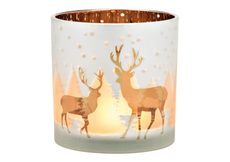 Lanterne Décorative Cerf en Verre - Or 15x15x15cm - 10032925 - WURM