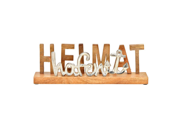 Inscription 'Heimathafen' - Socle en mangue, métal argenté 38x12x7cm - 10032868 - WURM