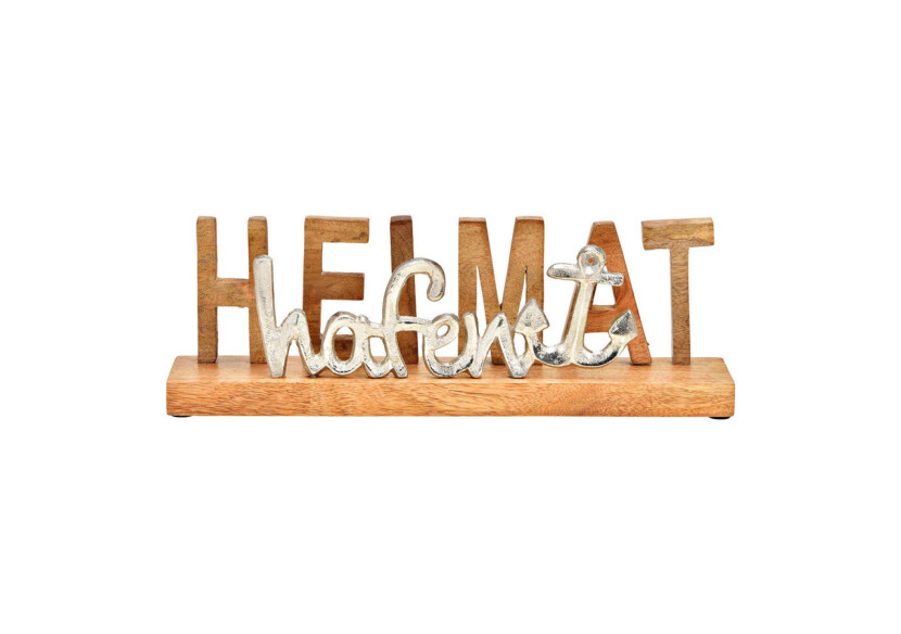 Inscription 'Heimathafen' - Socle en mangue, métal argenté 38x12x7cm - 10032868 - WURM