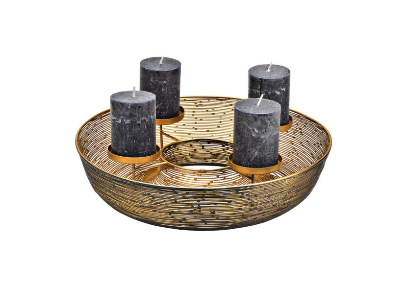 Couronne de l’Avent en métal - Noir et doré 40x9x40cm - 10032858 - WURM