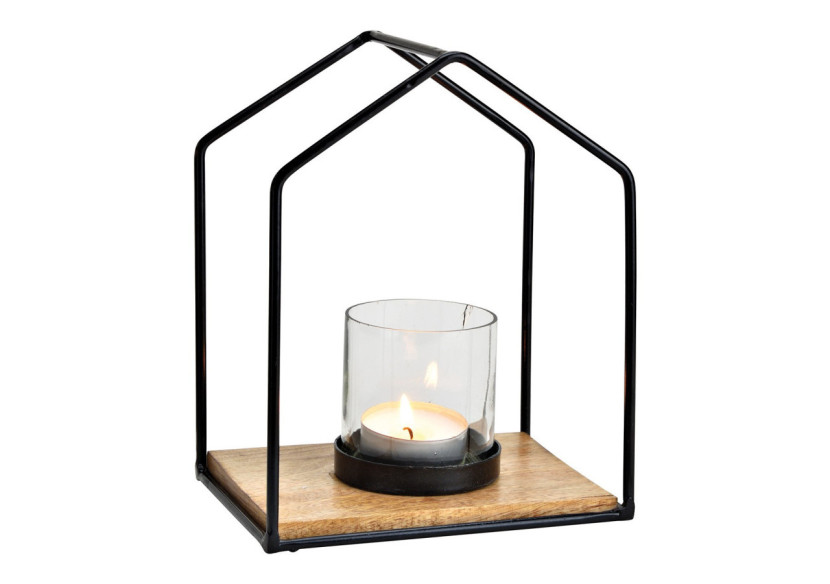 Lanterne Maison en Métal et Verre - Mangue Transparent 20x25x15cm - 10032349 - WURM