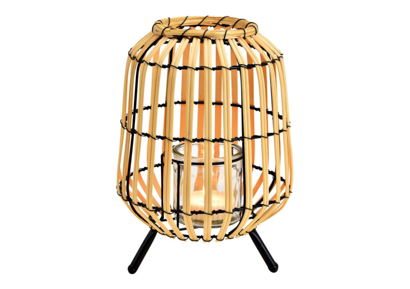 Lanterne en verre et bambou - Élément décoratif 20x27x20cm - 10031950 - WURM
