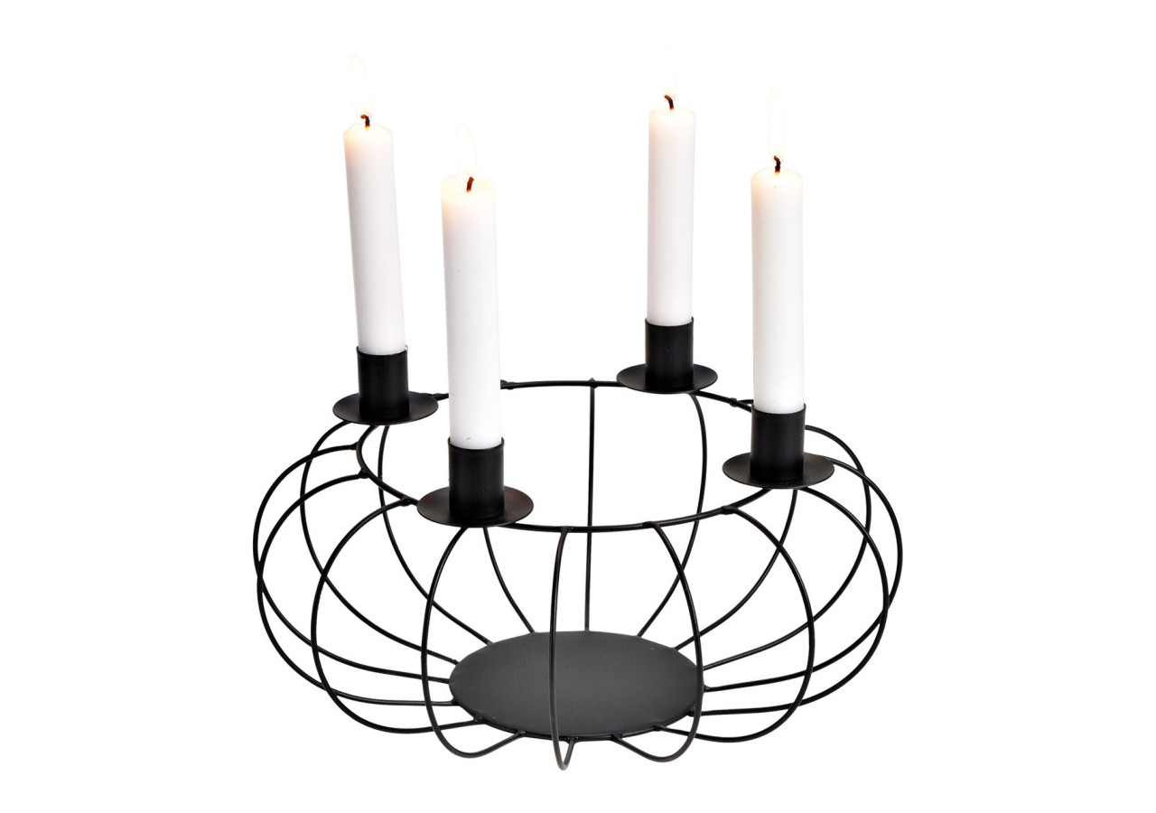 Couronne de l'Avent en métal - Design noir 30x15x30cm - 10031815 - WURM