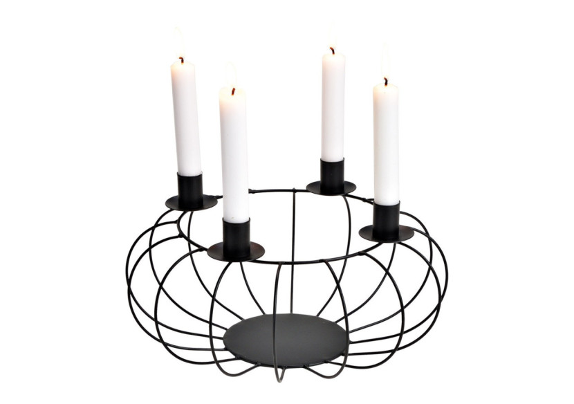 Couronne de l'Avent en métal - Design noir 30x15x30cm - 10031815 - WURM