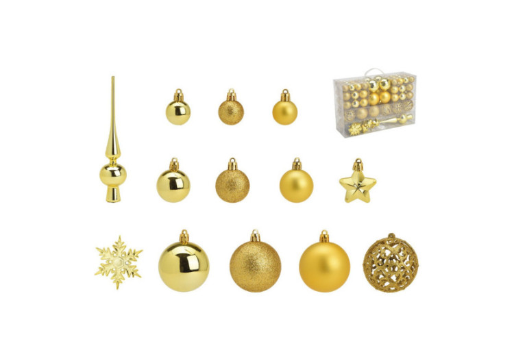 Boules de Noël en plastique - Set de 111 pièces couleur or citron 3/4/6cm - 10031758 - WURM