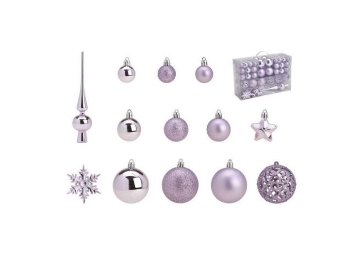 Boules de Noël en plastique - Set de 111, Violet 3/4/6 cm - 10031756 - WURM