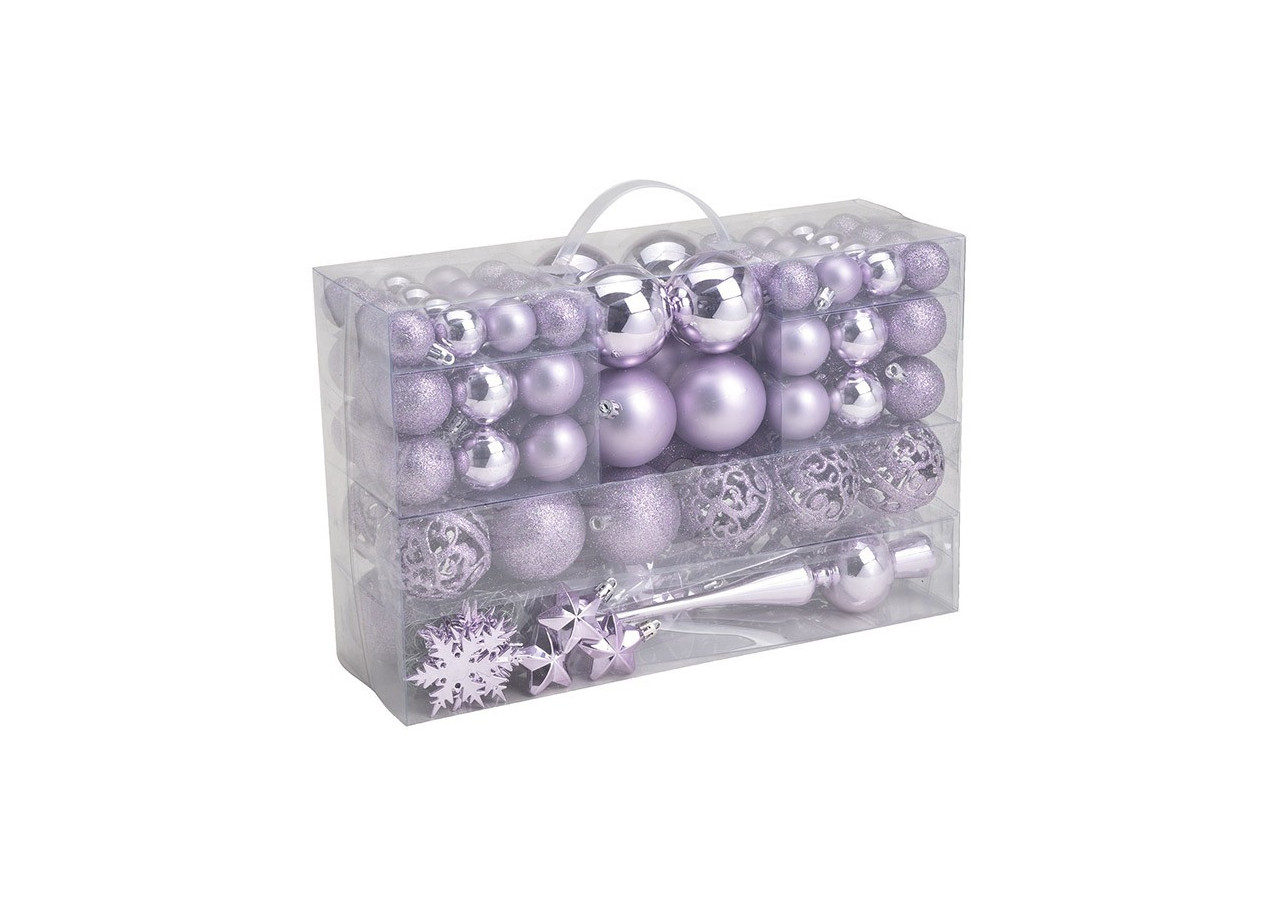 Boules de Noël en plastique - Set de 111, Violet 3/4/6 cm - 10031756 - WURM