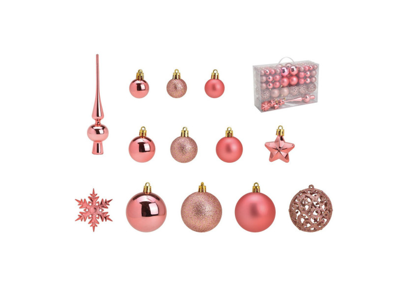 Boules de Noël en plastique - Set de 111, Rose/Pink 3/4/6 cm - 10031755 - WURM