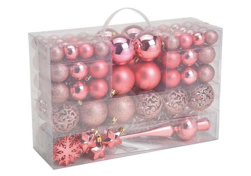Boules de Noël en plastique - Set de 111, Rose/Pink 3/4/6 cm - 10031755 - WURM