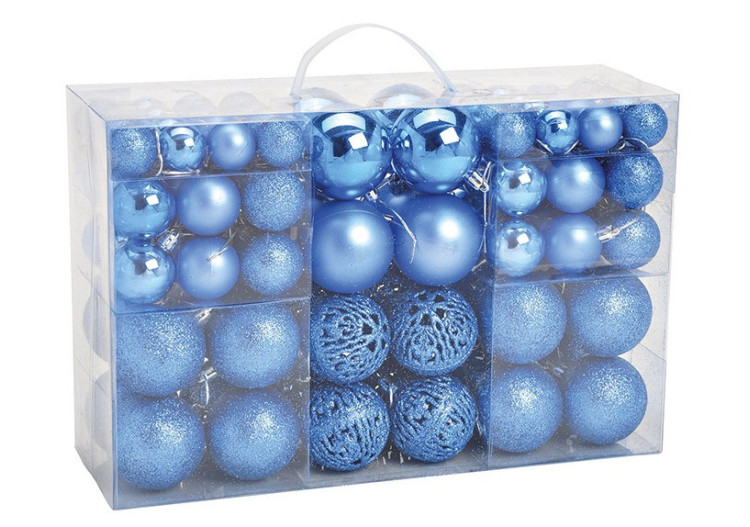 Boules de Noël en plastique - Set de 100, Bleu Roi 3/4/6 cm - 10031754 - WURM 2